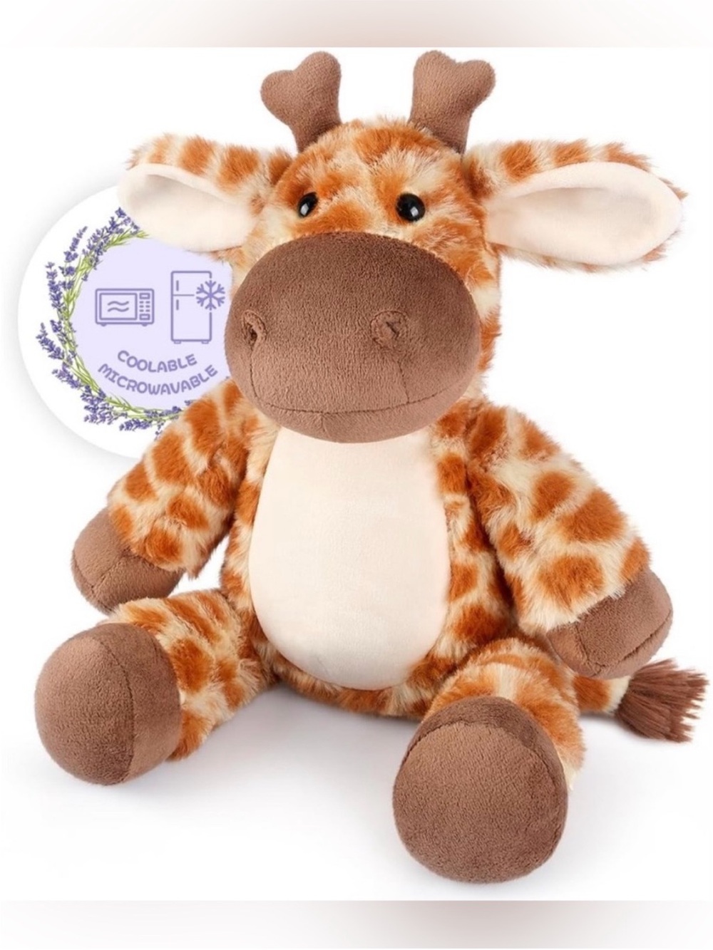 SuzziPals Plush Giraffe Heatable Coolable Stuffed Animal - Brown & Cream NWT